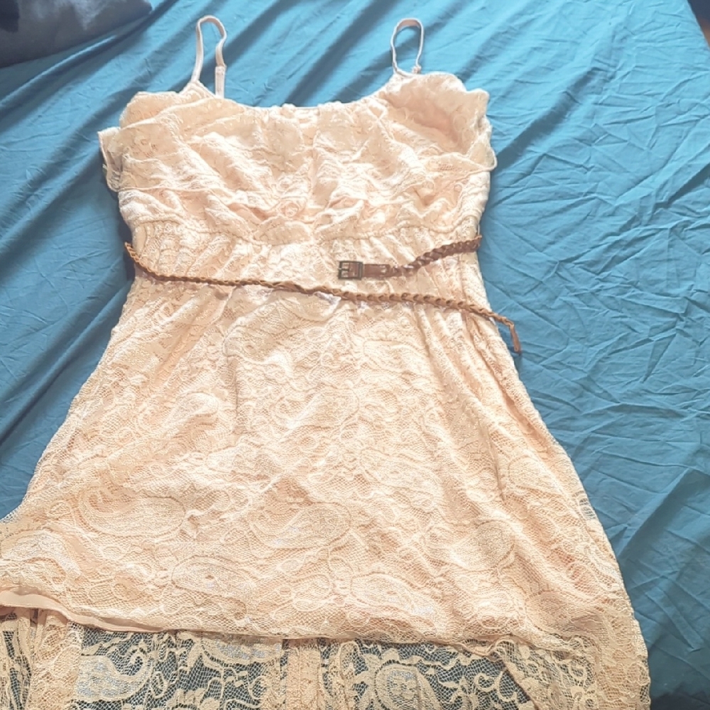 Lace Dress with Braided Belt